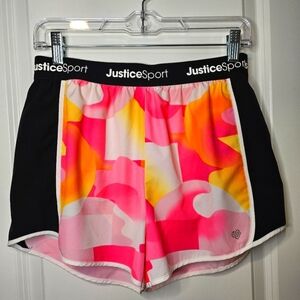 Justice Sport Juniors Pink and Orange Athletic Lightweight Swim Shorts Size XL